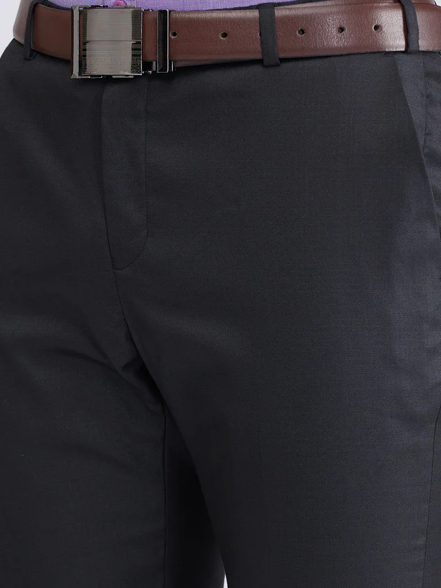 Raymond Black Solid Slim Fit Polyester Blend Trouser - Image 7