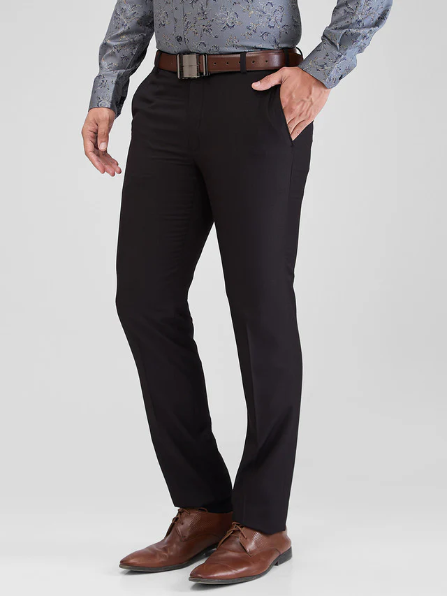 Raymond Black Solid Slim Fit Terry Rayon Blend Trouser - Image 3