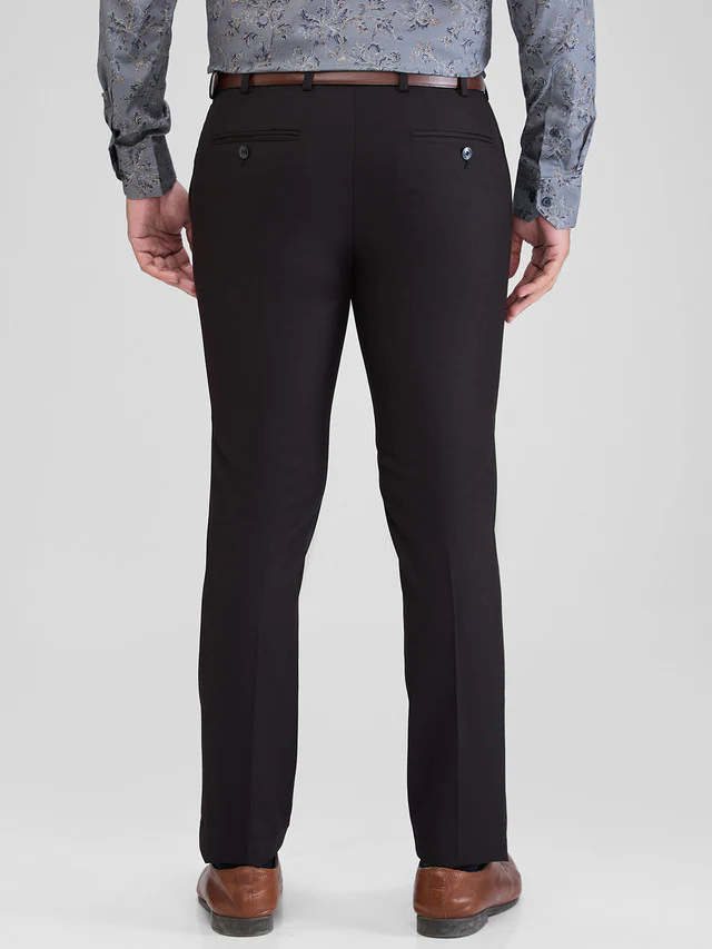 Raymond Black Solid Slim Fit Terry Rayon Blend Trouser - Image 4