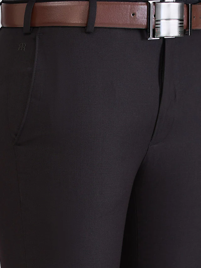 Raymond Black Solid Slim Fit Terry Rayon Blend Trouser - Image 6
