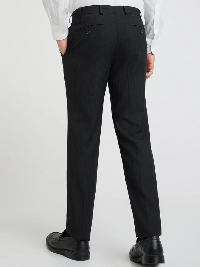Raymond Black Stripe Slim Fit Polyester Blend Trouser - Image 5