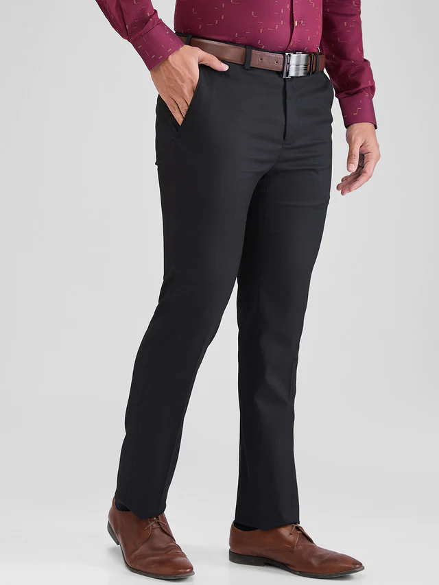 Raymond Black Structure Contemporary Fit Polyester Blend Trouser - Image 2