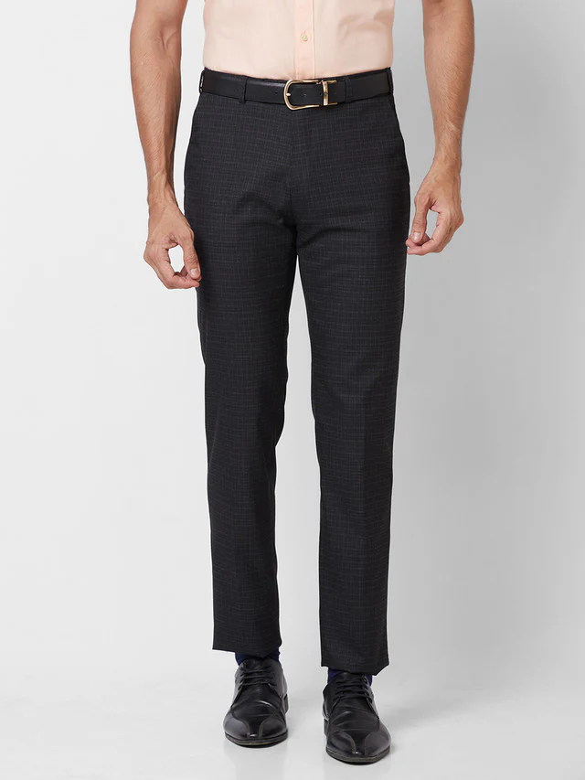 Raymond Black Structure Slim Fit Polyester Blend Trouser