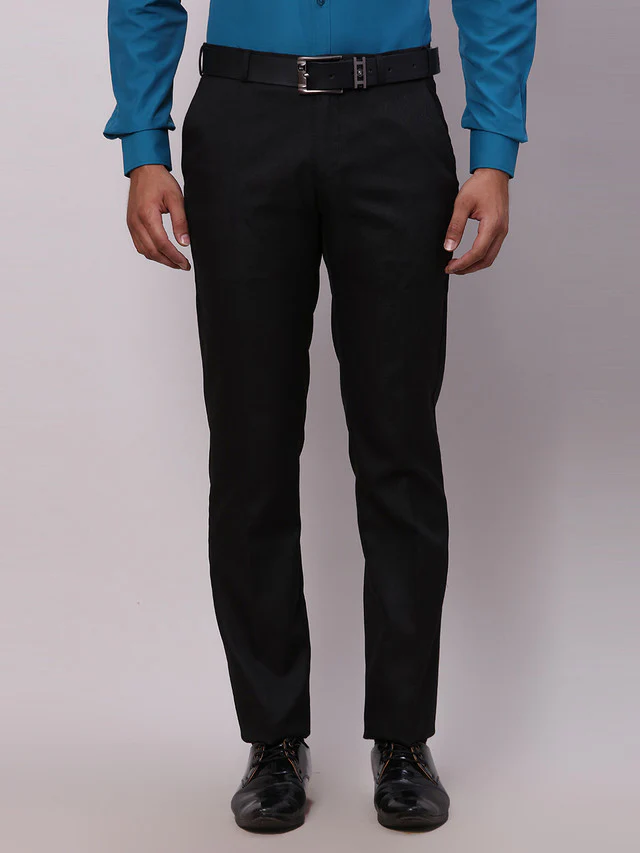 Raymond Black Structure Slim Fit Polyester Blend Trouser