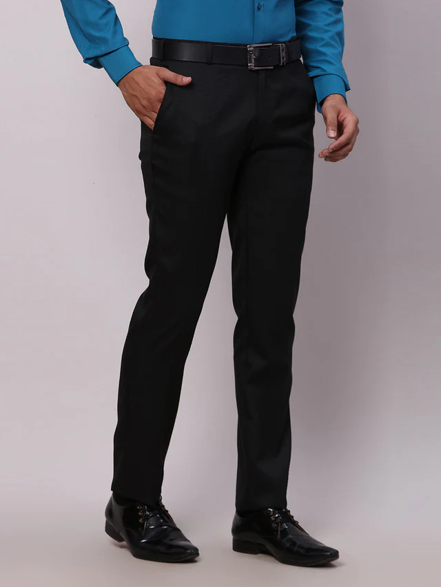 Raymond Black Structure Slim Fit Polyester Blend Trouser - Image 2