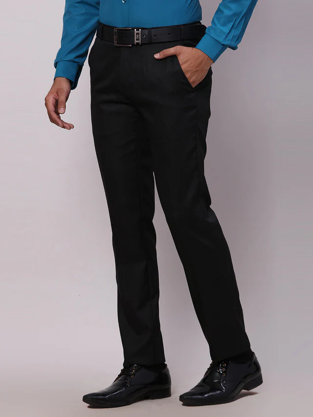 Raymond Black Structure Slim Fit Polyester Blend Trouser - Image 3