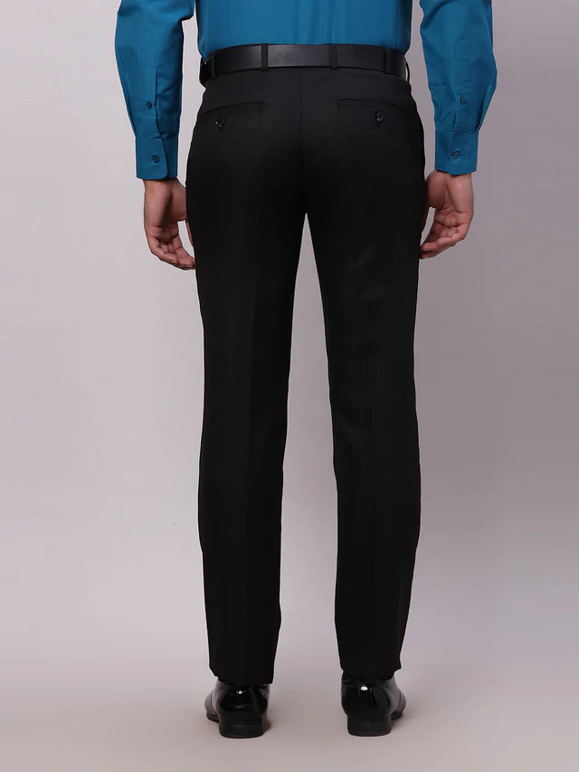 Raymond Black Structure Slim Fit Polyester Blend Trouser - Image 4