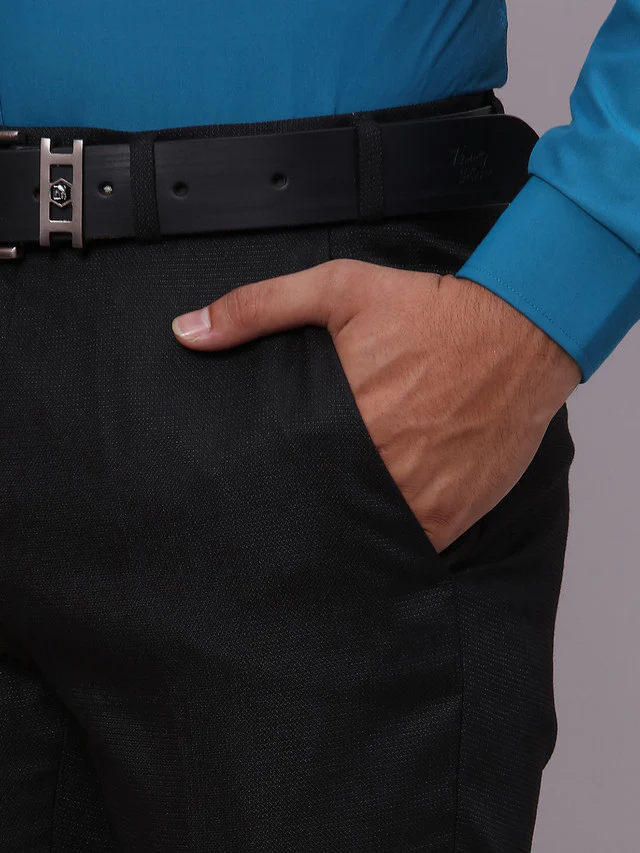 Raymond Black Structure Slim Fit Polyester Blend Trouser - Image 6