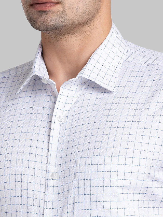 Raymond Blue Checks Contemporary Fit Cotton Formal Shirt - Image 6