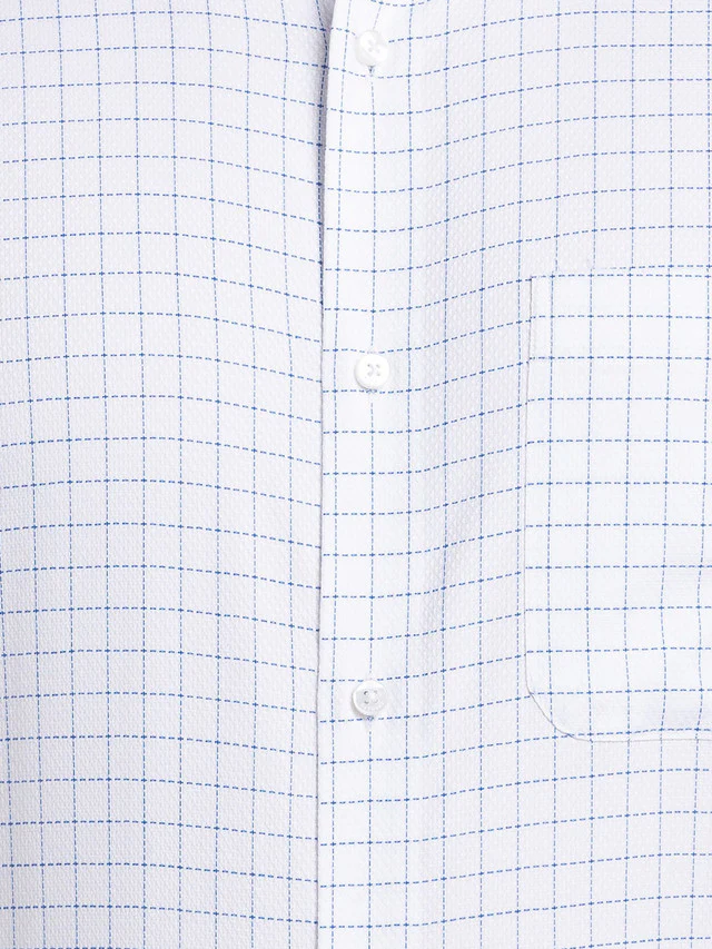 Raymond Blue Checks Contemporary Fit Cotton Formal Shirt - Image 7