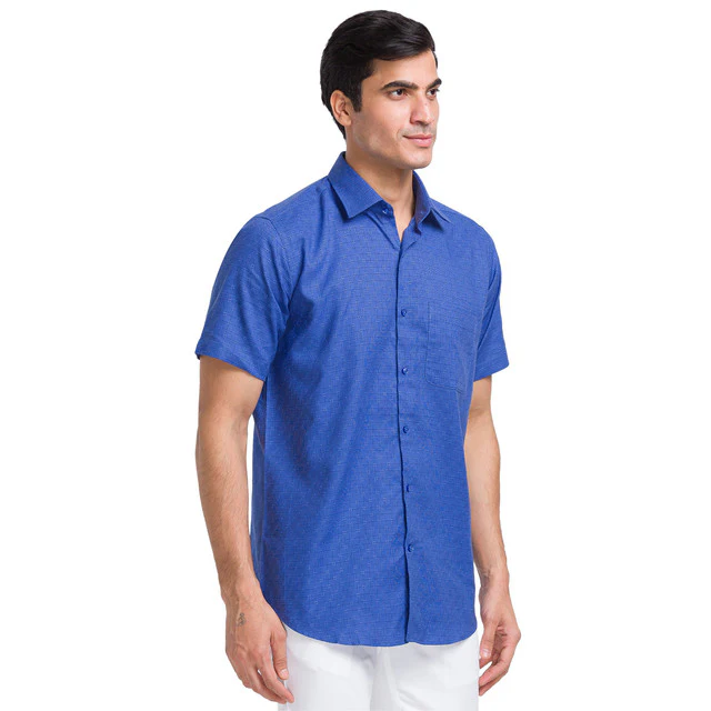 Raymond Blue Checks Contemporary Fit Cotton Formal Shirt - Image 2