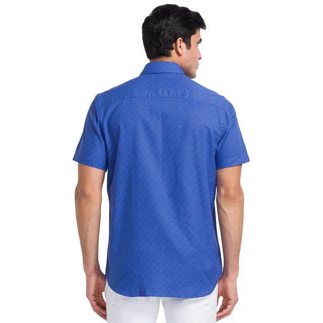 Raymond Blue Checks Contemporary Fit Cotton Formal Shirt - Image 4