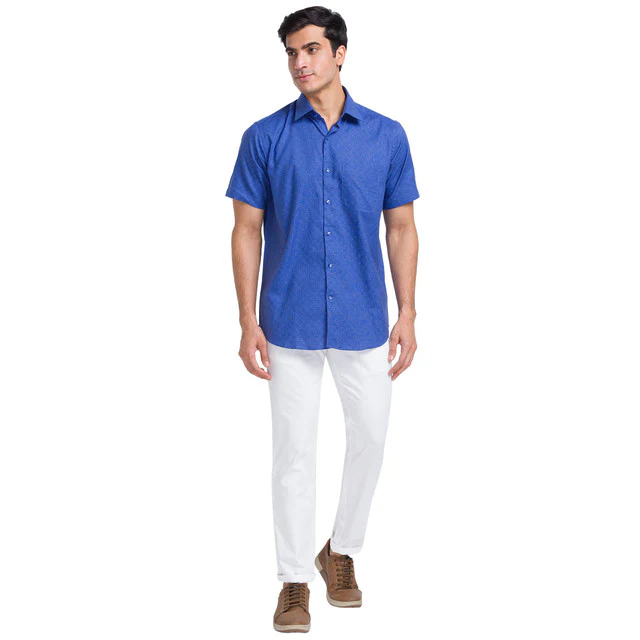 Raymond Blue Checks Contemporary Fit Cotton Formal Shirt - Image 5