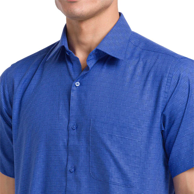 Raymond Blue Checks Contemporary Fit Cotton Formal Shirt - Image 6