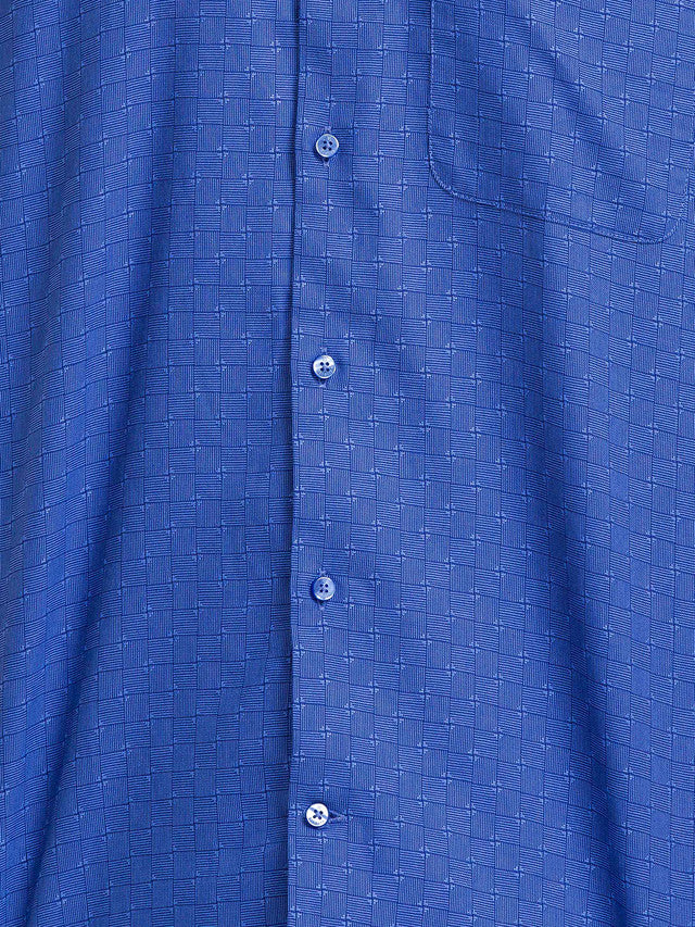 Raymond Blue Checks Contemporary Fit Cotton Formal Shirt - Image 7