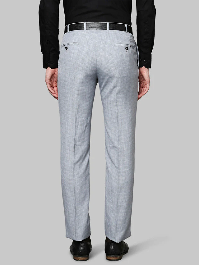 Raymond Blue Checks Contemporary Fit Polyester Blend Trouser - Image 4