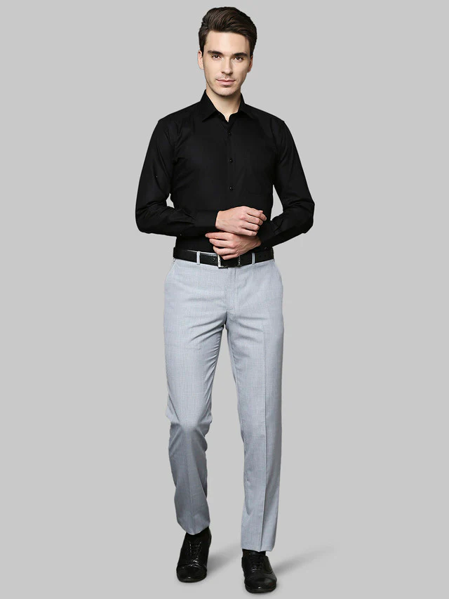 Raymond Blue Checks Contemporary Fit Polyester Blend Trouser - Image 5