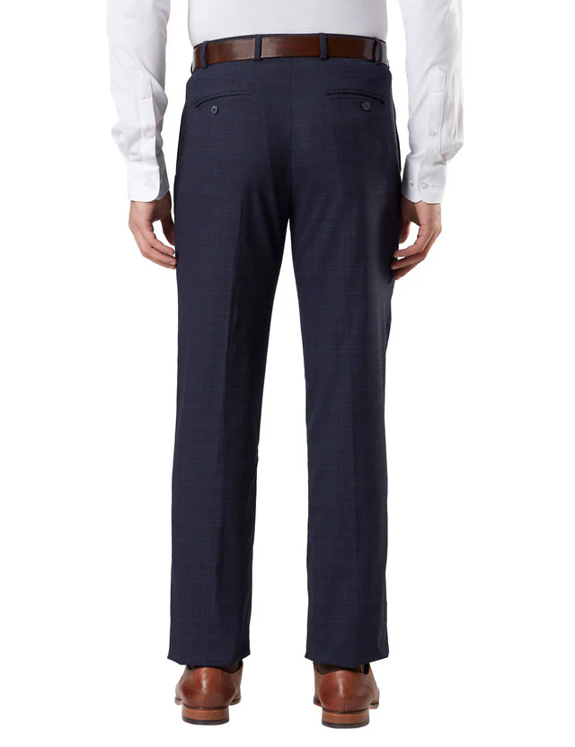 Raymond Blue Checks Contemporary Fit Polyester Blend Trouser - Image 4