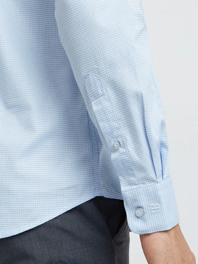 Raymond Blue Checks Slim Fit Cotton Formal Shirt - Image 7