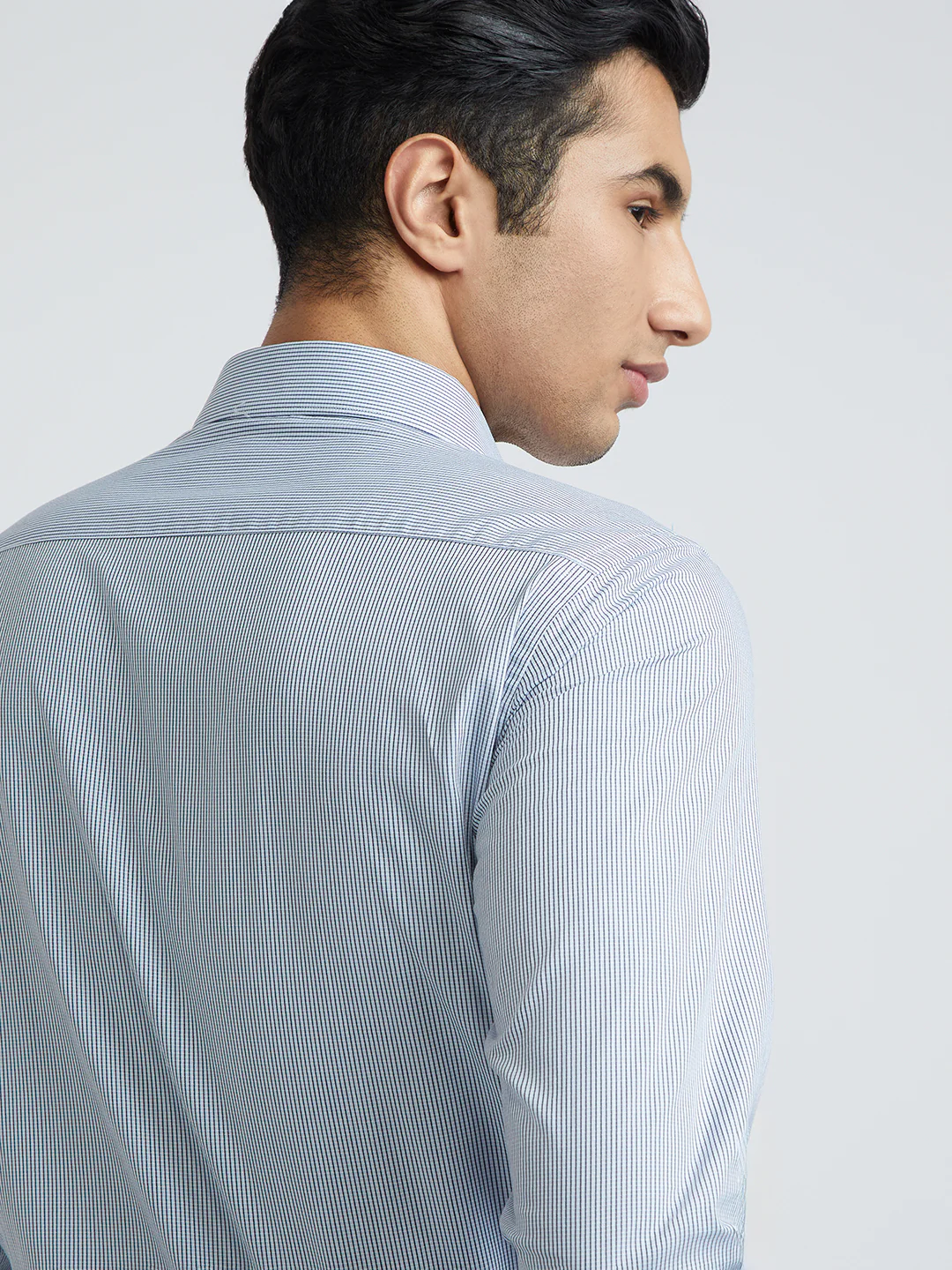 Raymond Blue Checks Slim Fit Full Sleeve Cotton Shirt - Image 7