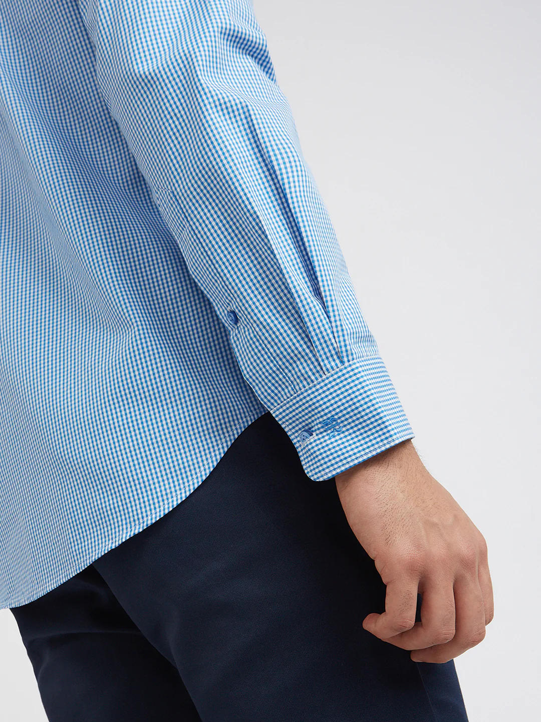 Raymond Blue Checks Slim Fit Full Sleeve Cotton Shirt - Image 7