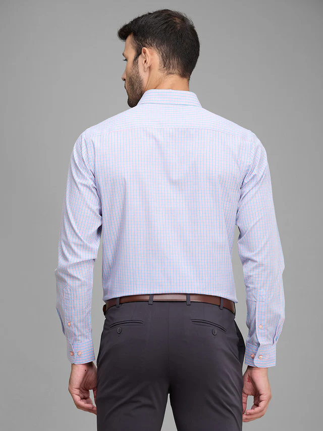 Raymond Men Blue Checks Cotton Formal Shirt - Image 4