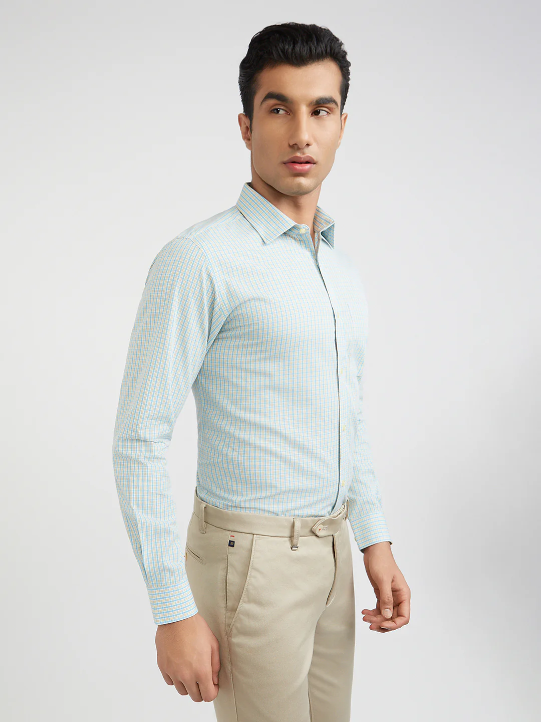 Raymond Men Blue Checks Cotton Formal Shirt - Image 2