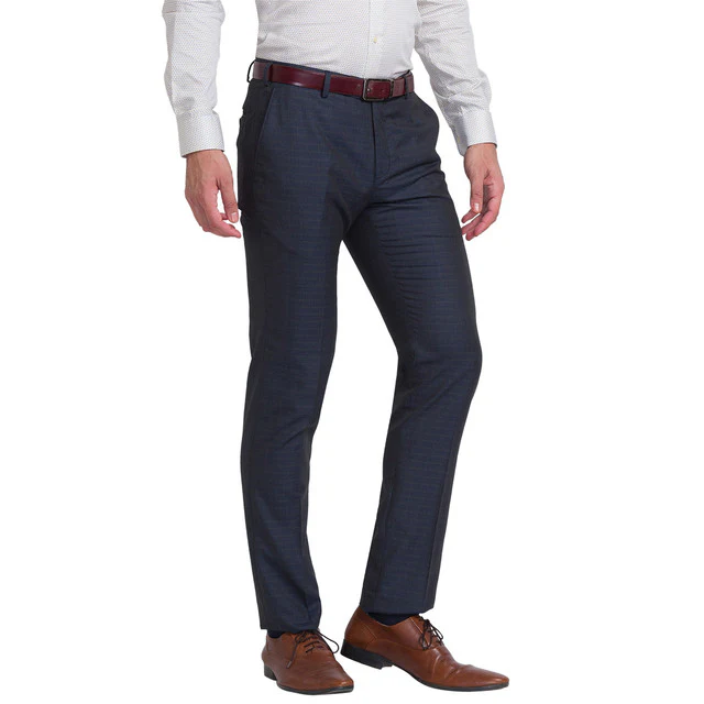 Raymond Blue Checks Slim Fit Polyester Blend Trouser - Image 2