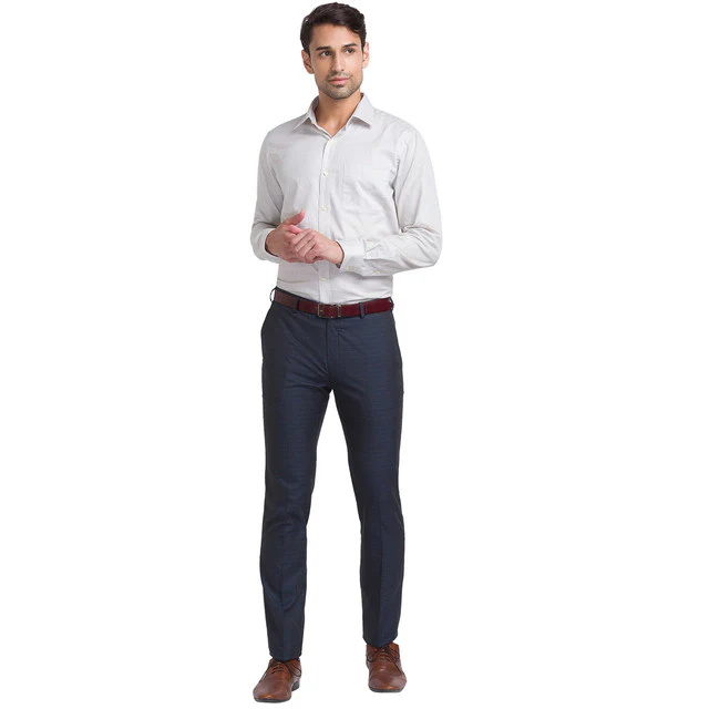 Raymond Blue Checks Slim Fit Polyester Blend Trouser - Image 5
