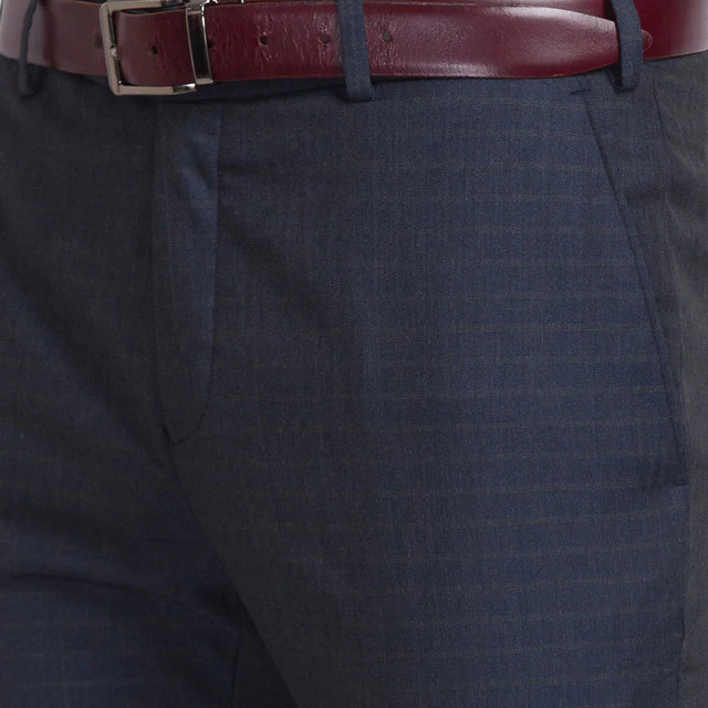 Raymond Blue Checks Slim Fit Polyester Blend Trouser - Image 6