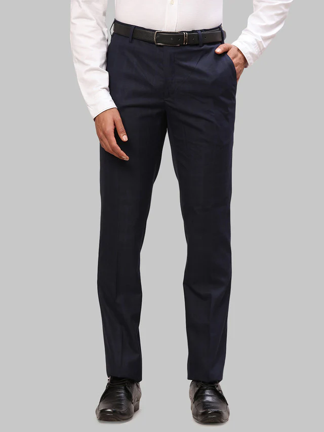 Raymond Blue Checks Slim Fit Polyester Blend Trouser