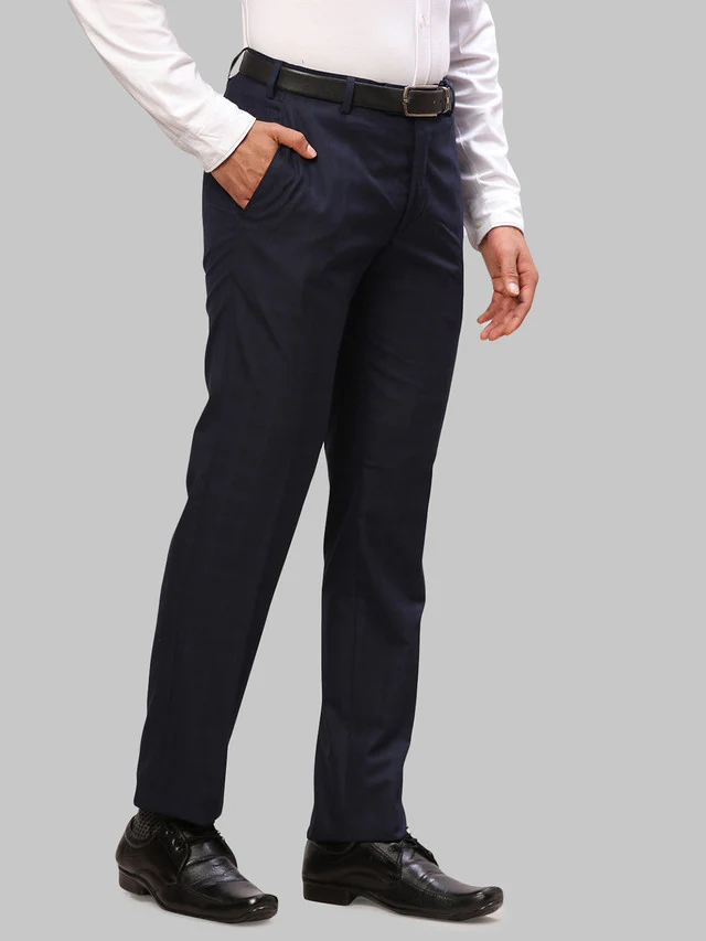 Raymond Blue Checks Slim Fit Polyester Blend Trouser - Image 2