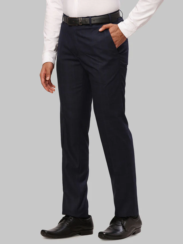 Raymond Blue Checks Slim Fit Polyester Blend Trouser - Image 3