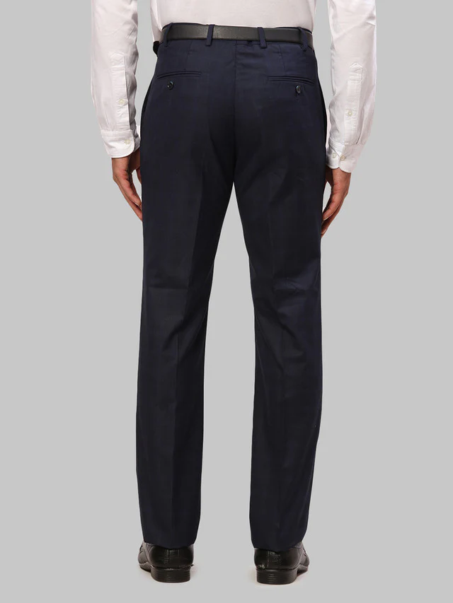 Raymond Blue Checks Slim Fit Polyester Blend Trouser - Image 4