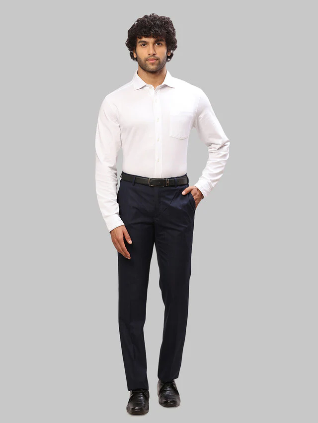 Raymond Blue Checks Slim Fit Polyester Blend Trouser - Image 5
