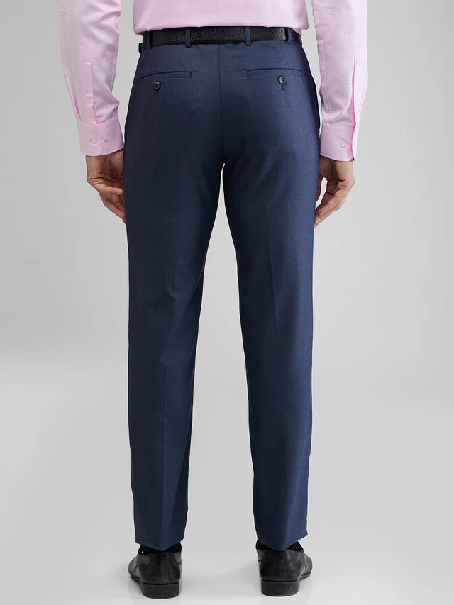 Raymond Blue Checks Slim Fit Polyester Blend Trouser - Image 4