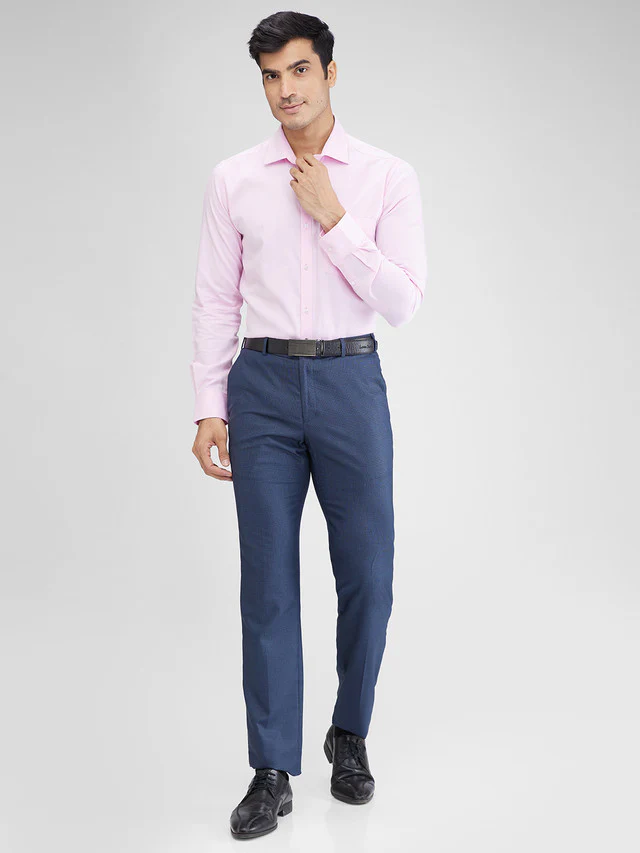 Raymond Blue Checks Slim Fit Polyester Blend Trouser - Image 5