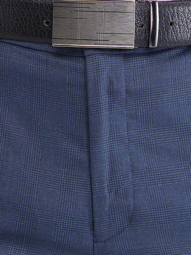 Raymond Blue Checks Slim Fit Polyester Blend Trouser - Image 7