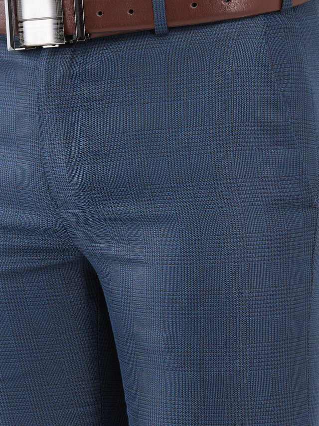 Raymond Blue Checks Slim Fit Polyester Blend Trouser - Image 6