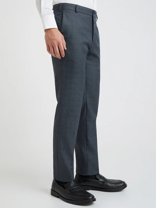 Raymond Blue Checks Slim Fit Polyester Blend Trouser - Image 2