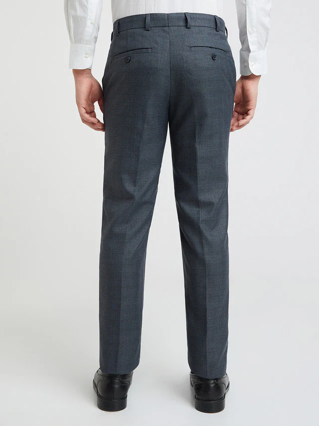 Raymond Blue Checks Slim Fit Polyester Blend Trouser - Image 4