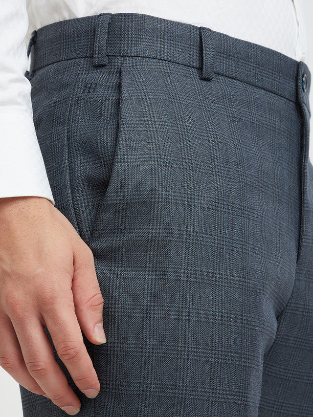Raymond Blue Checks Slim Fit Polyester Blend Trouser - Image 6