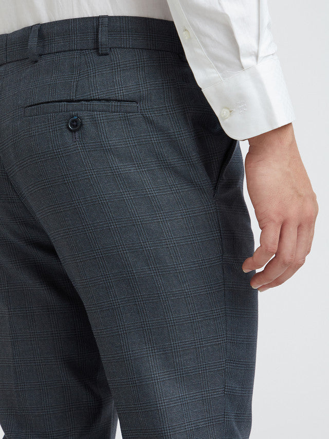 Raymond Blue Checks Slim Fit Polyester Blend Trouser - Image 7