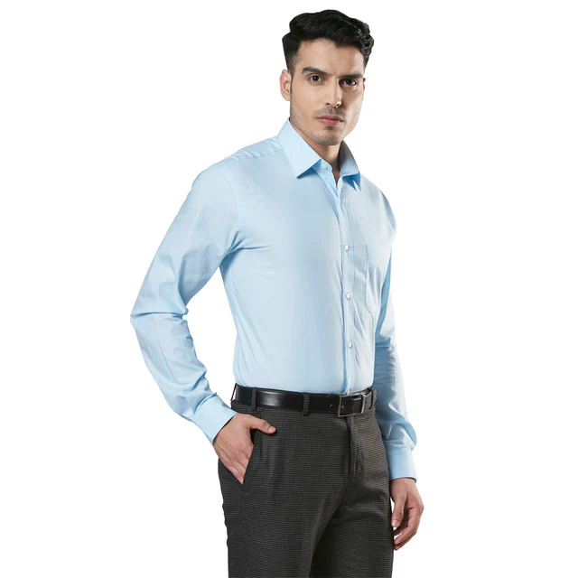 Raymond Blue Fil-A-Fil Slim Fit Cotton Formal Shirt - Image 2