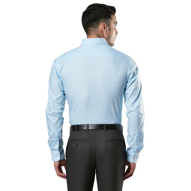 Raymond Blue Fil-A-Fil Slim Fit Cotton Formal Shirt - Image 4