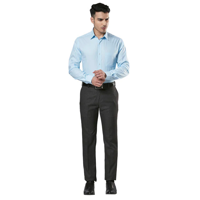 Raymond Blue Fil-A-Fil Slim Fit Cotton Formal Shirt - Image 5