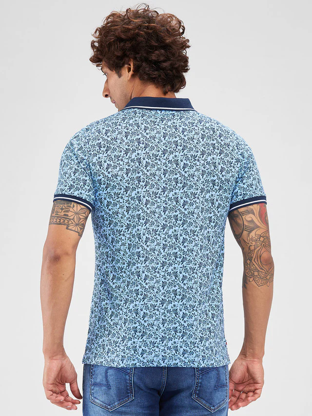 Raymond Blue Printed Modern Fit Cotton T-Shirt - Image 5