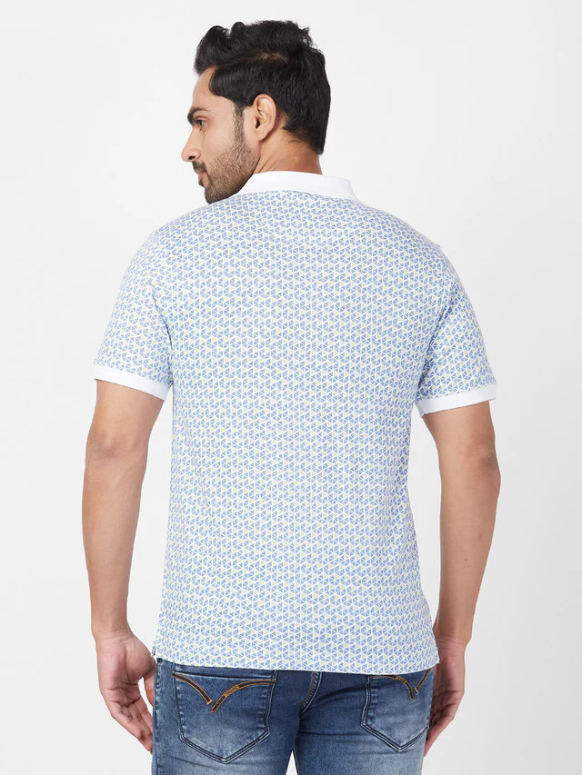 Raymond Blue Printed Modern Fit Cotton T-Shirt - Image 5