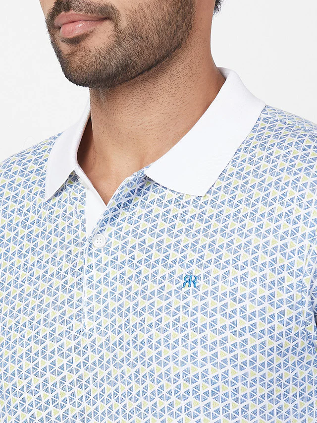 Raymond Blue Printed Modern Fit Cotton T-Shirt - Image 7