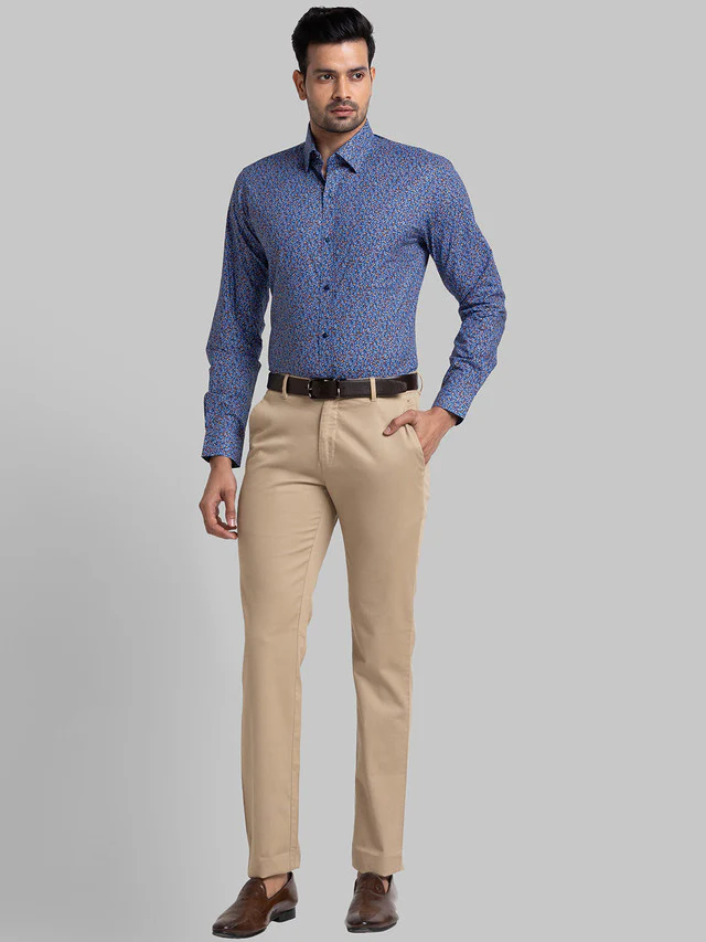 Raymond Blue Printed Slim Fit Cotton Formal Shirt - Image 5